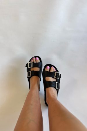 Sandalias Cuero Black 2 hebillas